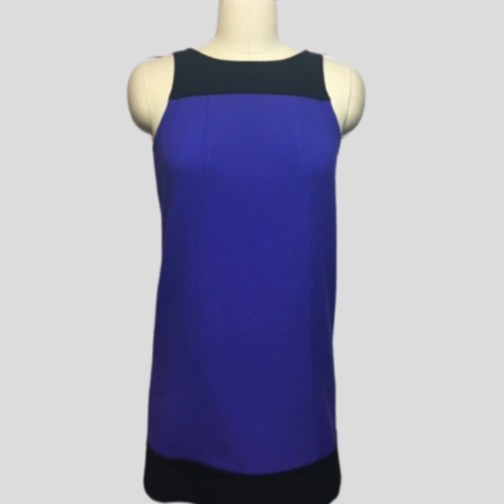 LOFT Dress Size 8 Black Blue/Purple Color Block, Midi. - Picture 12 of 12